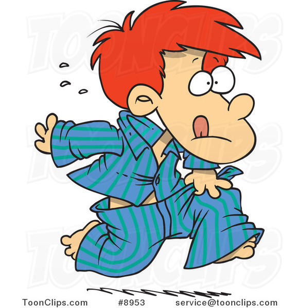Cartoon Boy Running in His Pajamas #8953 by Ron Leishman