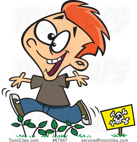Cartoon Boy Running Through Poison Ivy