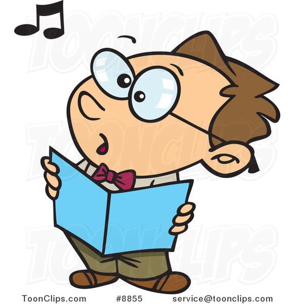 Cartoon Boy Singing in Choir
