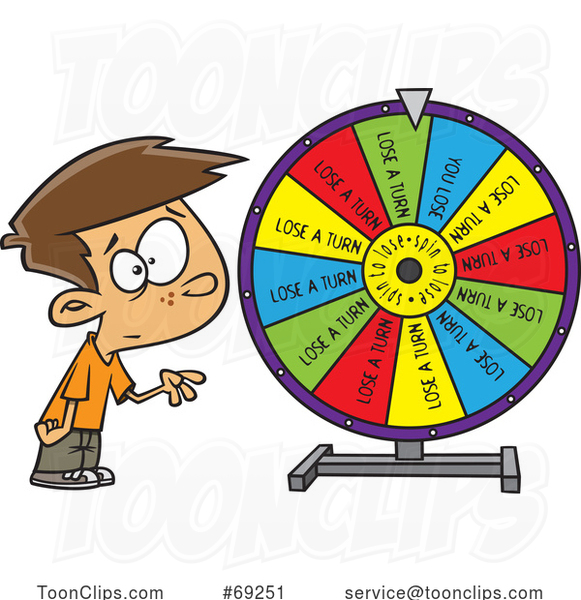 Cartoon Boy Spinning a Wheel