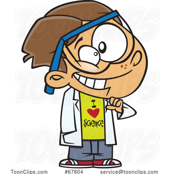 Cartoon Boy Wearing an I Love Science Shirt