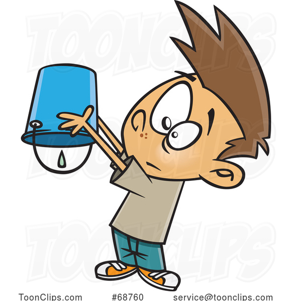 Cartoon Boy with a Drop in the Bucket