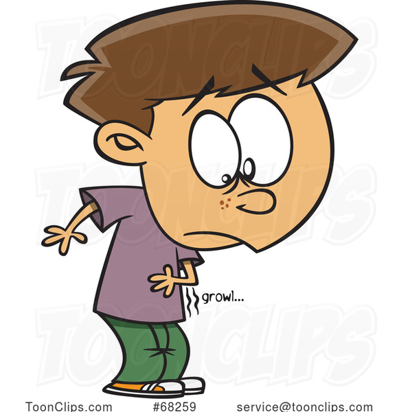 Cartoon Boy with a Growling Stomach