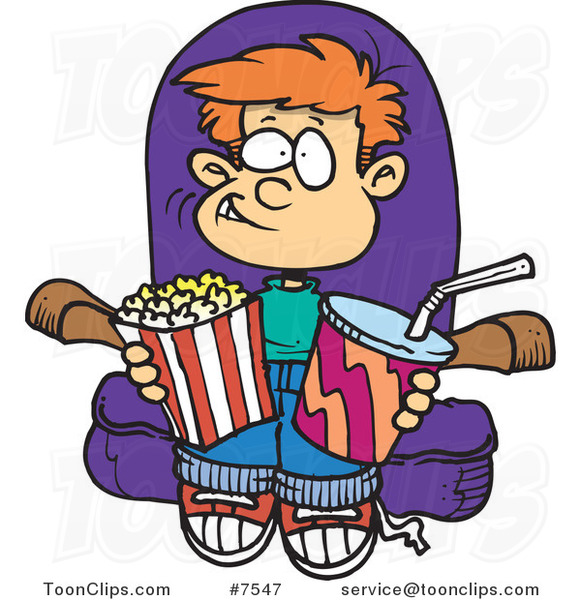 Cartoon Boy with Movie Snacks