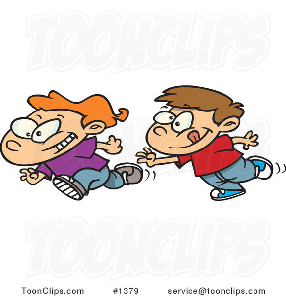 Cartoon Boys Playing Tag Stock Vector by ©ronleishman 13980451