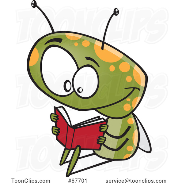 Cartoon Bug Reading a Book