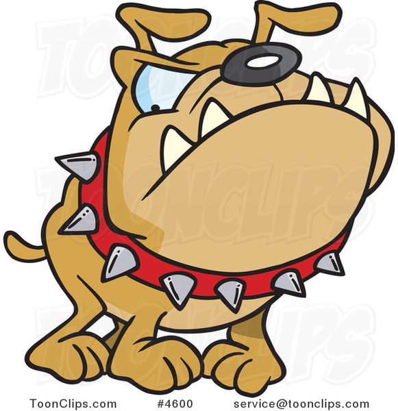 Cartoon Bulldog Wearing a Spiked Collar