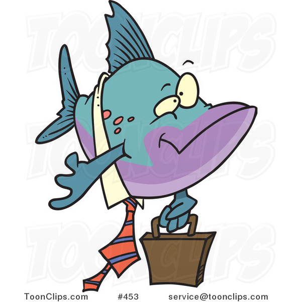 Cartoon Business Fish Carrying a Briefcase