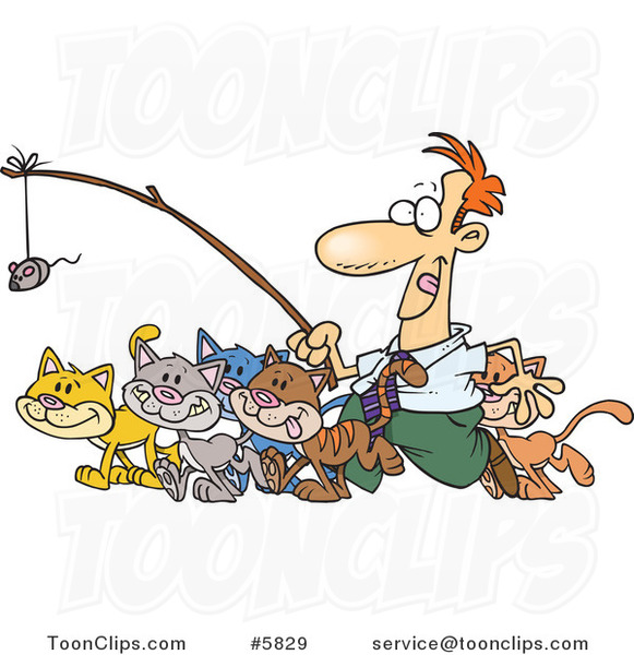 Cartoon Business Man Herding Cats