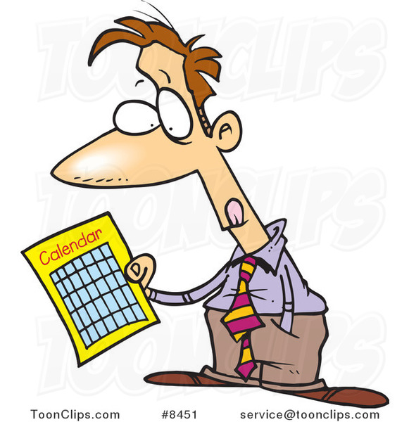 Cartoon Business Man Holding a Calendar