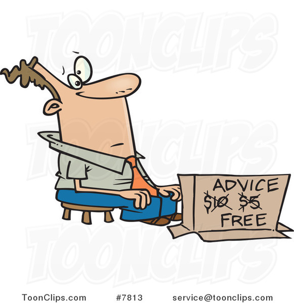 Cartoon Business Man Offering Free Advice