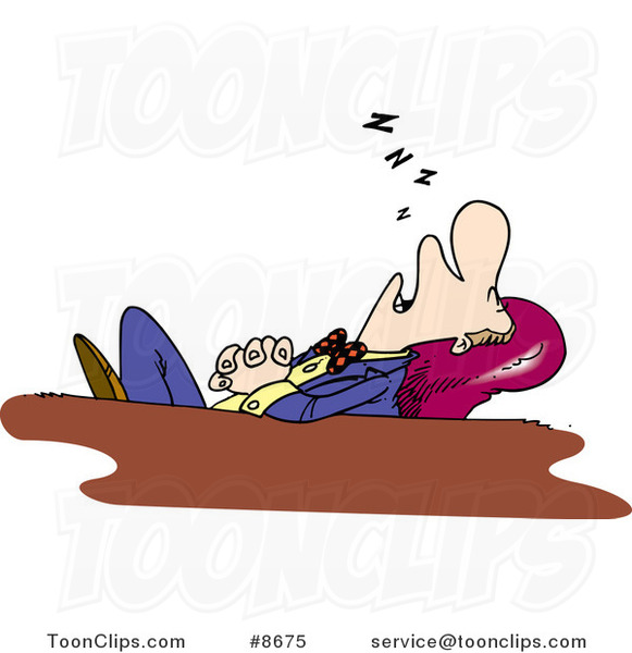 Cartoon Business Man Sleeping At His Desk 8675 By Ron Leishman