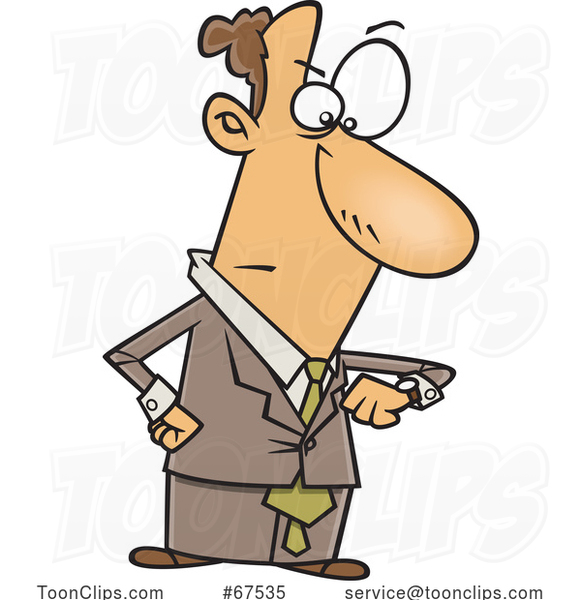 Cartoon Businessman Looking Angry and Checking His Watch