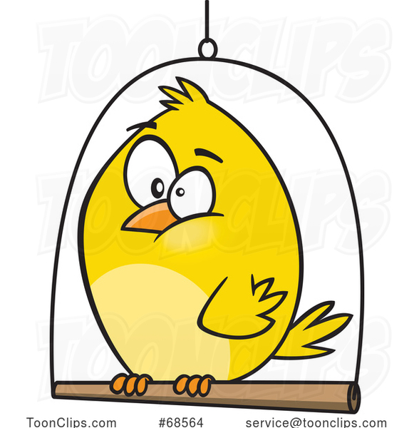 Cartoon Canary Bird on a Swing
