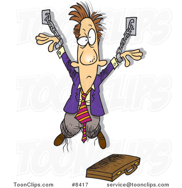 Cartoon Chained Business Man
