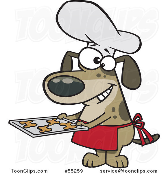 Cartoon Chef Dog Holding Fresh Baked Biscuits on a Tray