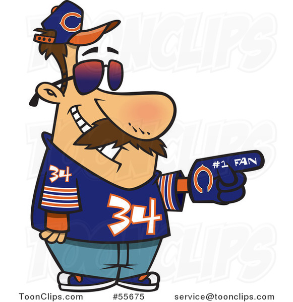 Cartoon Chicago Bears Football Fan Guy All Decked out