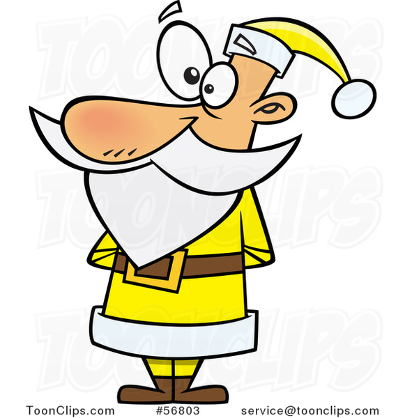 Cartoon Christmas Santa Claus Standing in a Yellow Suit