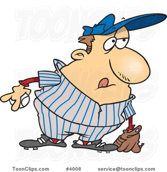 Cartoon Chubby Baseball Player