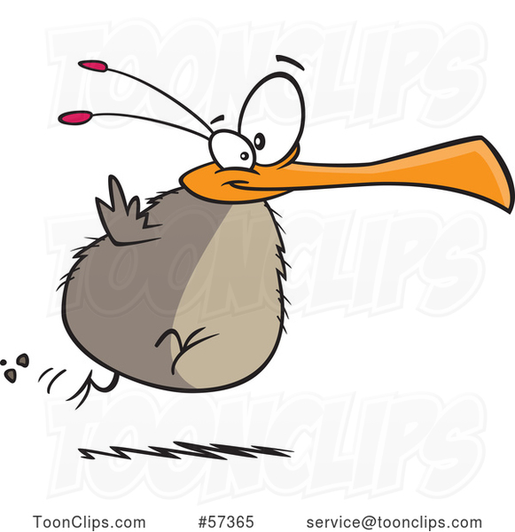 Cartoon Chubby Flightless Bird Running