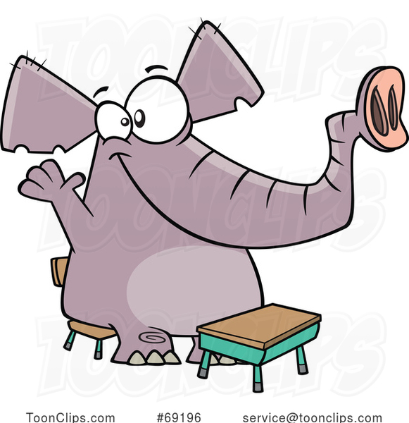 Cartoon Class Elephant Raising Its Hand