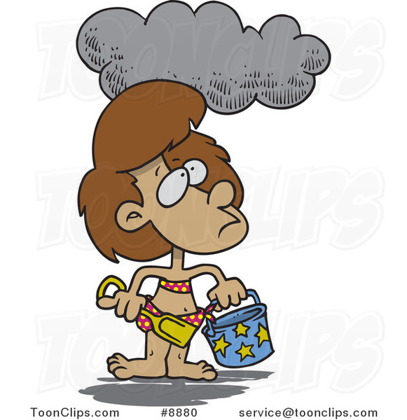 Cartoon Cloud over a Girl at a Beach