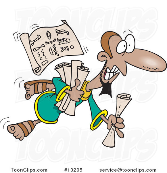 Cartoon Clumsy Guy with Scrolls #10205 by Ron Leishman