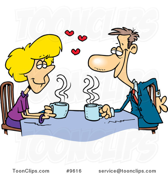 Cartoon Coffee Lovers on a Date #9616 by Ron Leishman