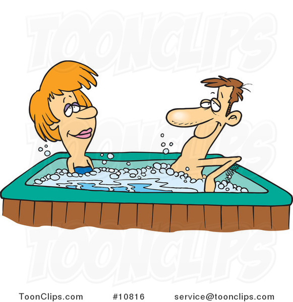 Cartoon Couple In A Hot Tub 10816 By Ron Leishman