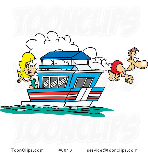 Cartoon Couple on Their House Boat
