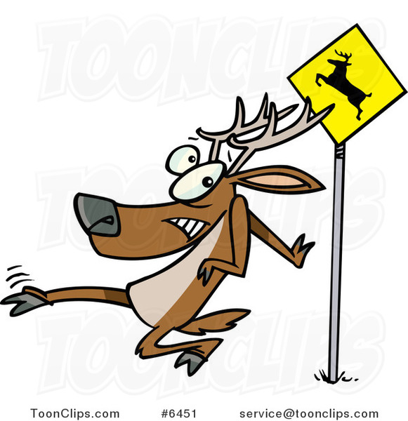 Cartoon Crossing Deer