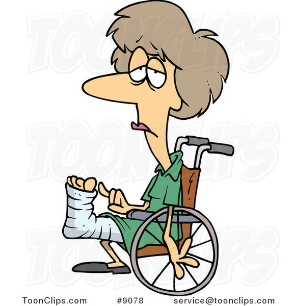 Cartoon Depressed Lady in a Wheelchair