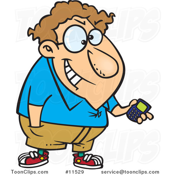Cartoon Devious Nerd with a Gadget 2 #11529 by Ron Leishman