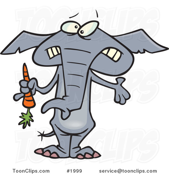 Cartoon Dieting Elephant Trimming up by Eating Carrots