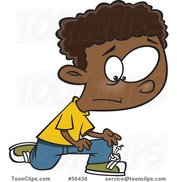 cartoon putting on shoes