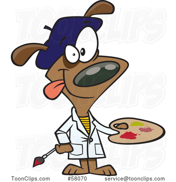 Cartoon Dog Artist Painter Holding a Palette