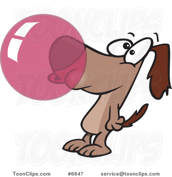 Cartoon Dog Blowing Bubble Gum