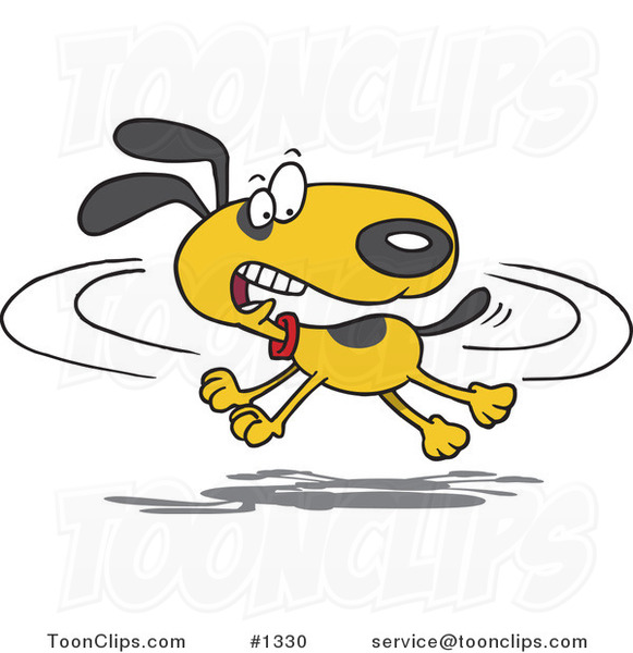 Cartoon Dog Chasing His Tail #1330 by Ron Leishman