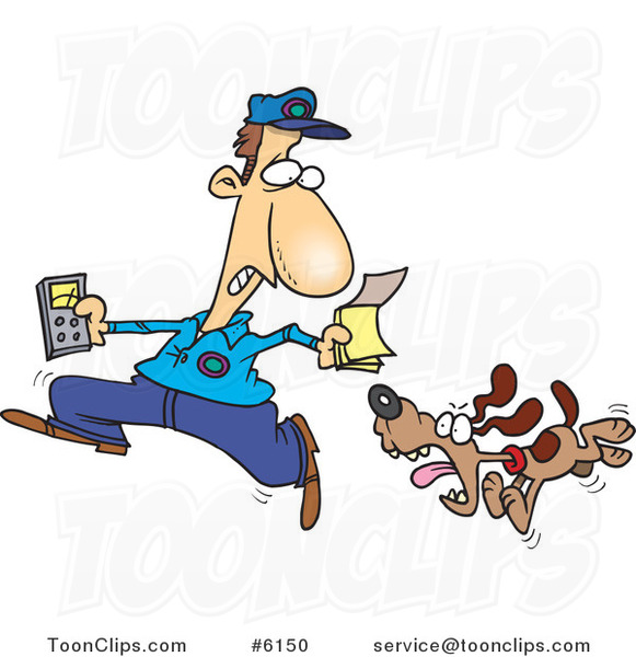Cartoon Dog Chasing the Meter Guy #6150 by Ron Leishman
