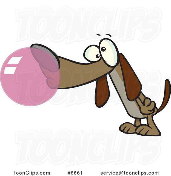 Cartoon Dog Chewing Bubble Gum