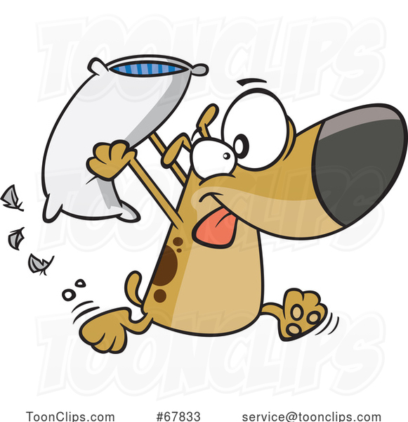 Cartoon Dog Engaging in a Pillow Fight