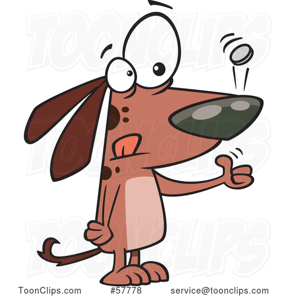 Cartoon Dog Flipping a Coin