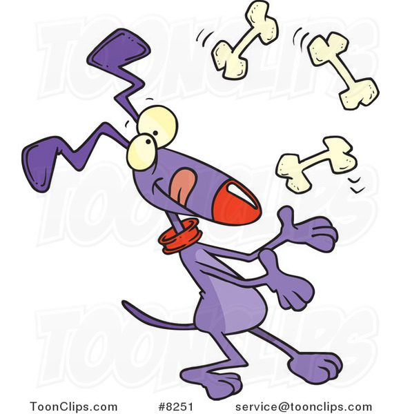Cartoon Dog Juggling Bones