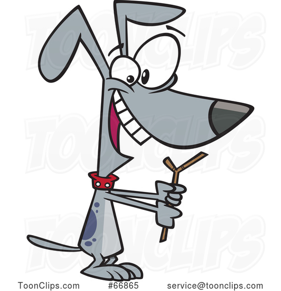 Cartoon Dog Playing with a Stick