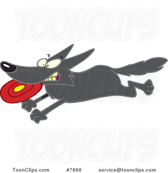 Cartoon Dog Running with a Frisbee