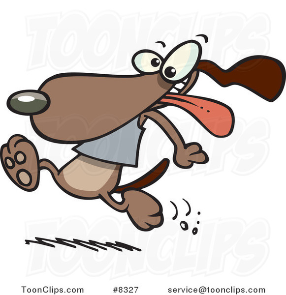Cartoon Dog Running with His Tongue Hanging out