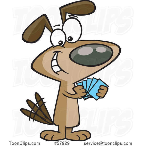 Cartoon Dog with a Poker Face, Playing Cards