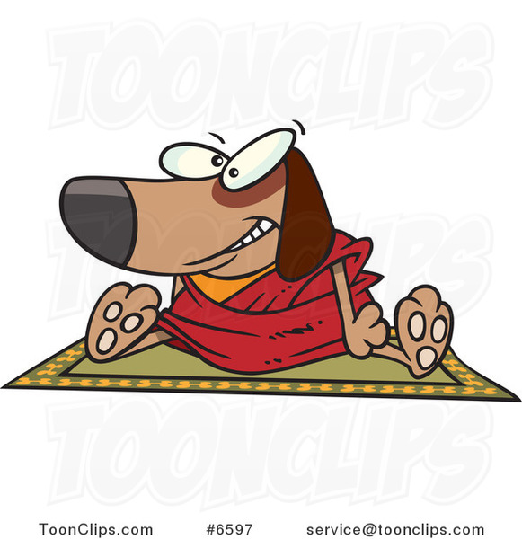 Cartoon Doggie Lama Sitting on a Rug