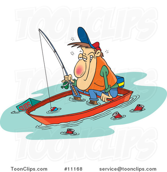 cartoon fisherman in boat