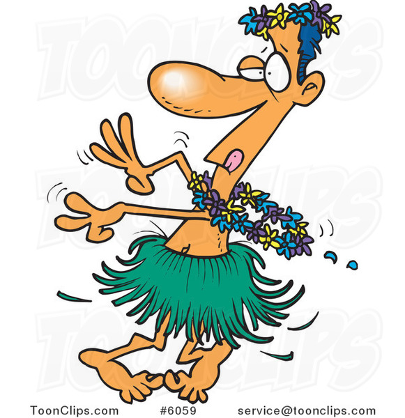 Cartoon Drunk Guy Hula Dancing #6059 by Ron Leishman